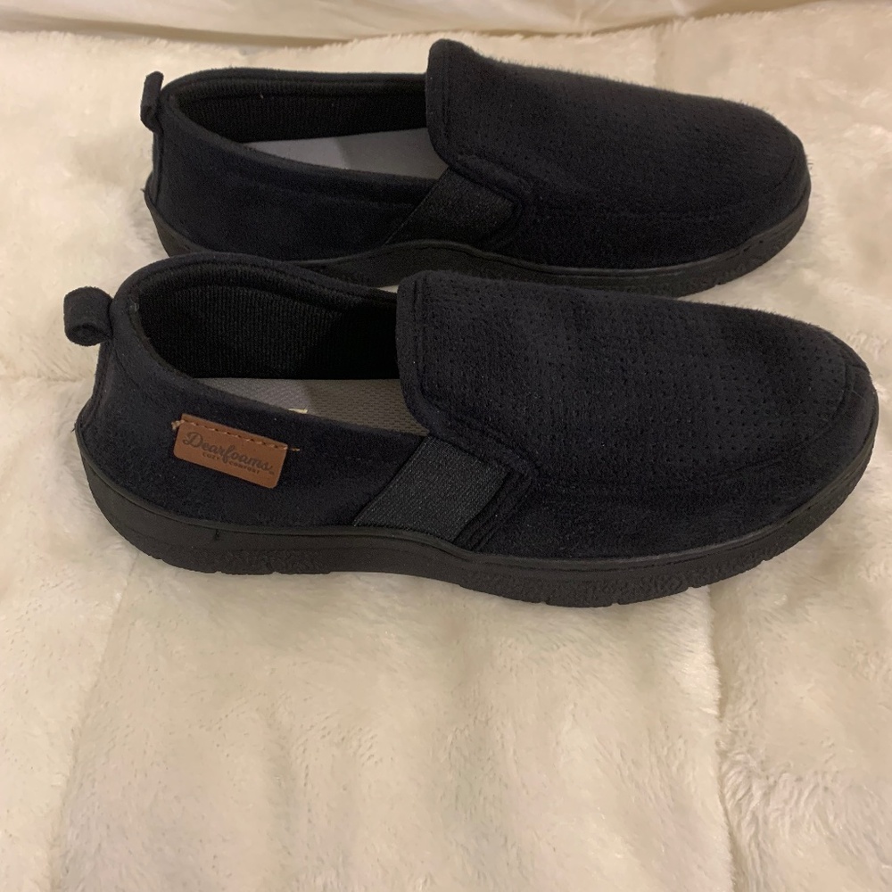 Dearfoams Black Cozy Comfort Slip-On Slippers Men's Small 7-8